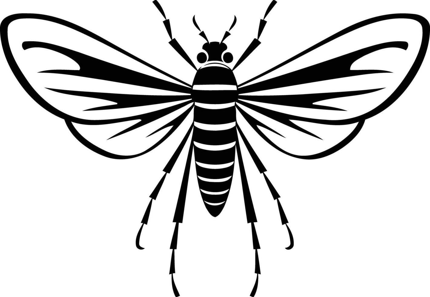 A stylized black and white silhouette of a moth with spread wings vector