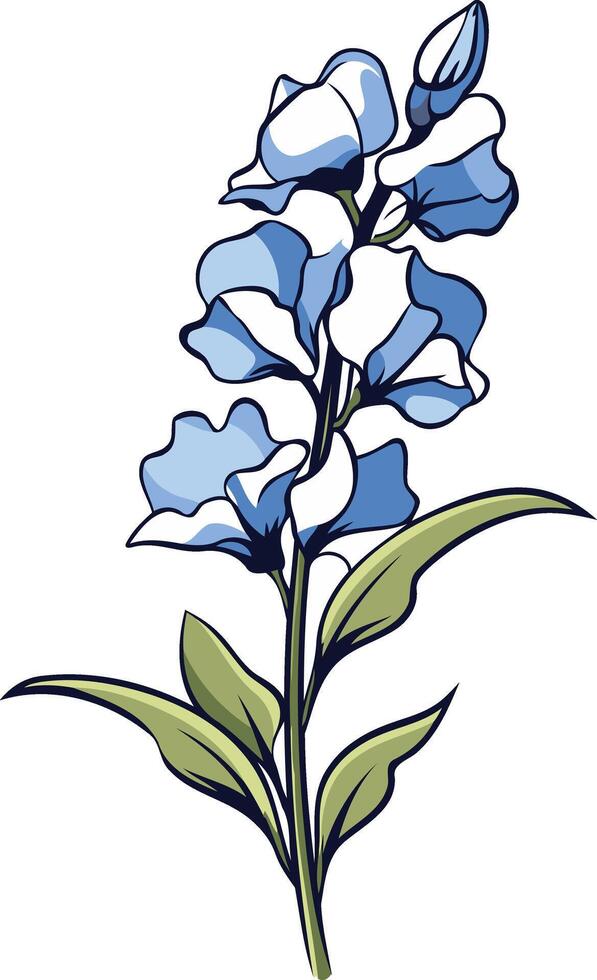 Elegant blue flower illustration, perfect for adding a touch of nature to your designs vector