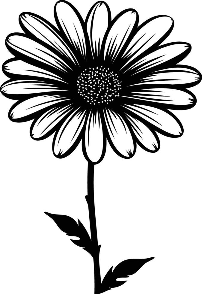 Elegant black and white silhouette of a single daisy flower vector