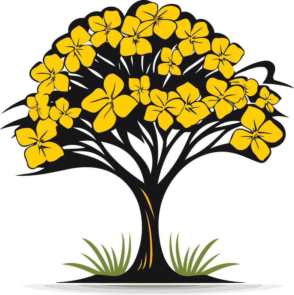 A stylized tree with yellow flowers, perfect for spring and nature themes vector