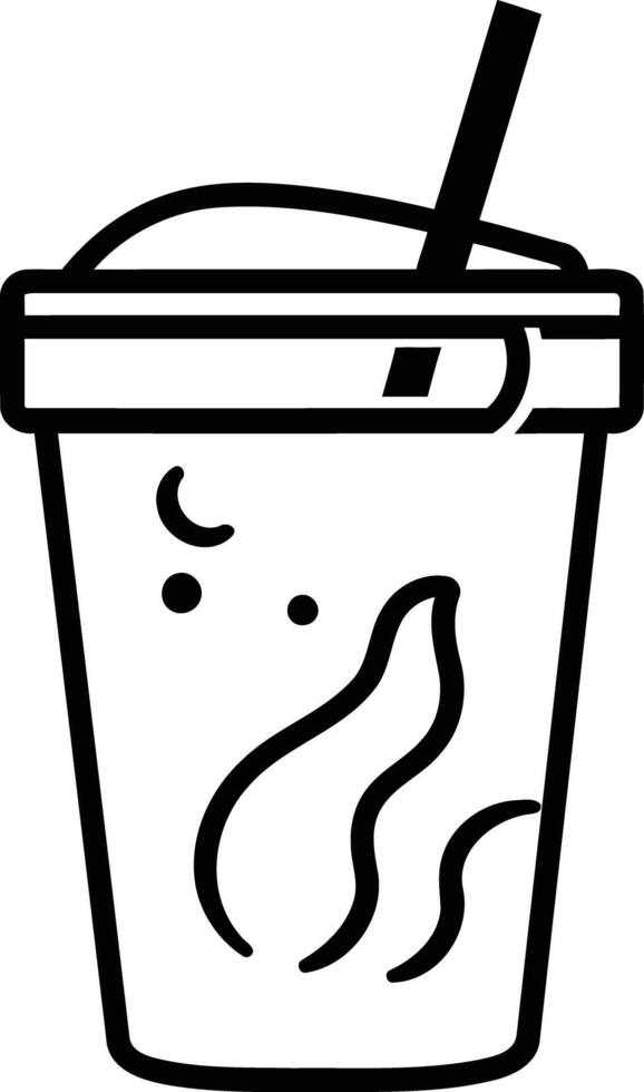 Simple black and white illustration of a takeaway cup with a straw vector