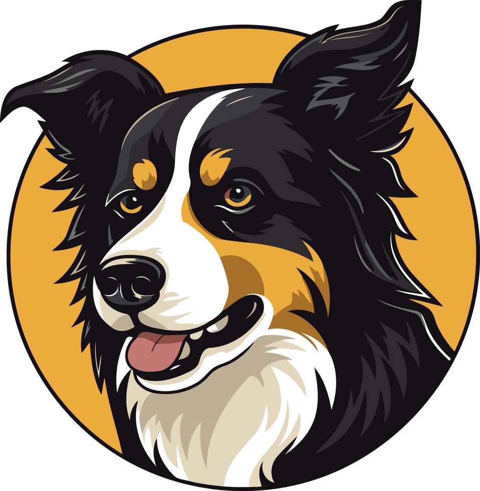 A friendly and playful border collie with a big smile, perfect for pet-related businesses and products vector