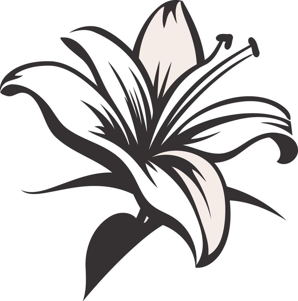 Simple, elegant line art illustration of a lily flower vector