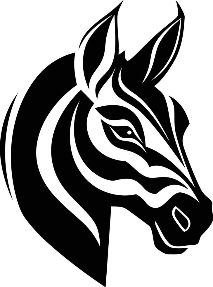 Bold black and white zebra head silhouette vector