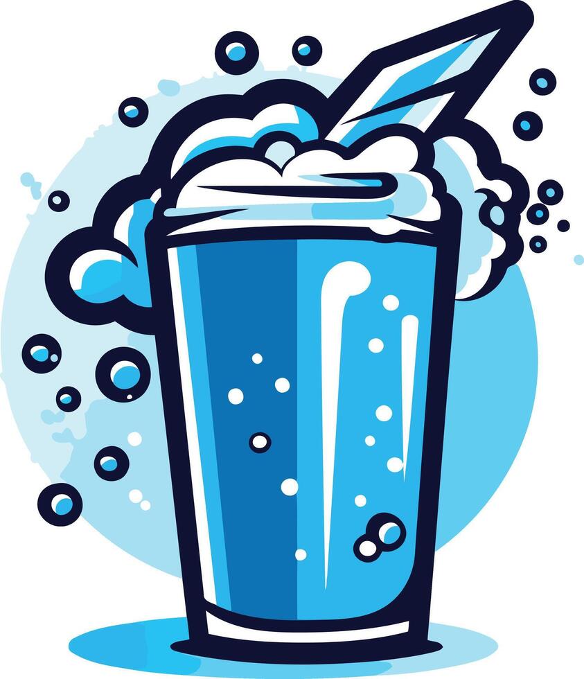 A refreshing illustration of a tall glass of soda with a straw, perfect for promoting beverages, refreshment, and summertime fun vector