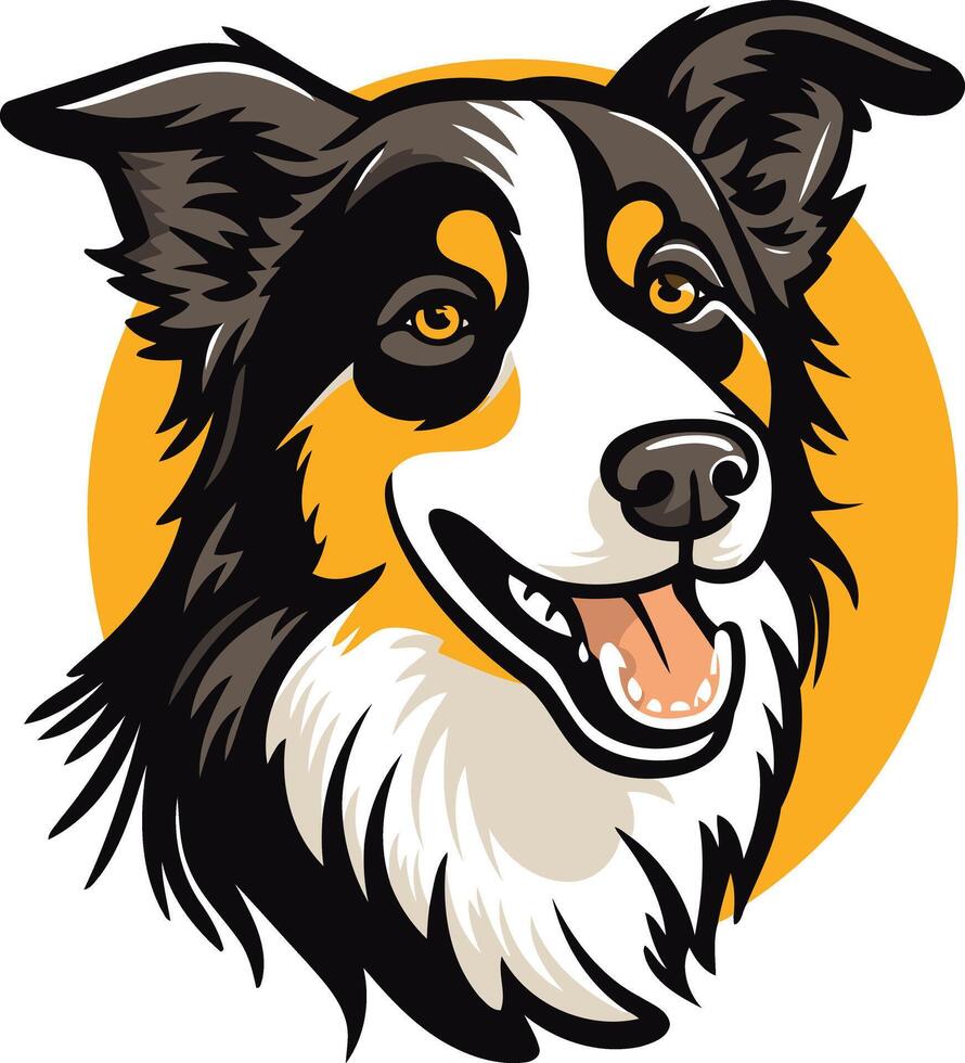 A cheerful border collie with a big, friendly smile, perfect for branding, pet products, and dog-themed designs vector