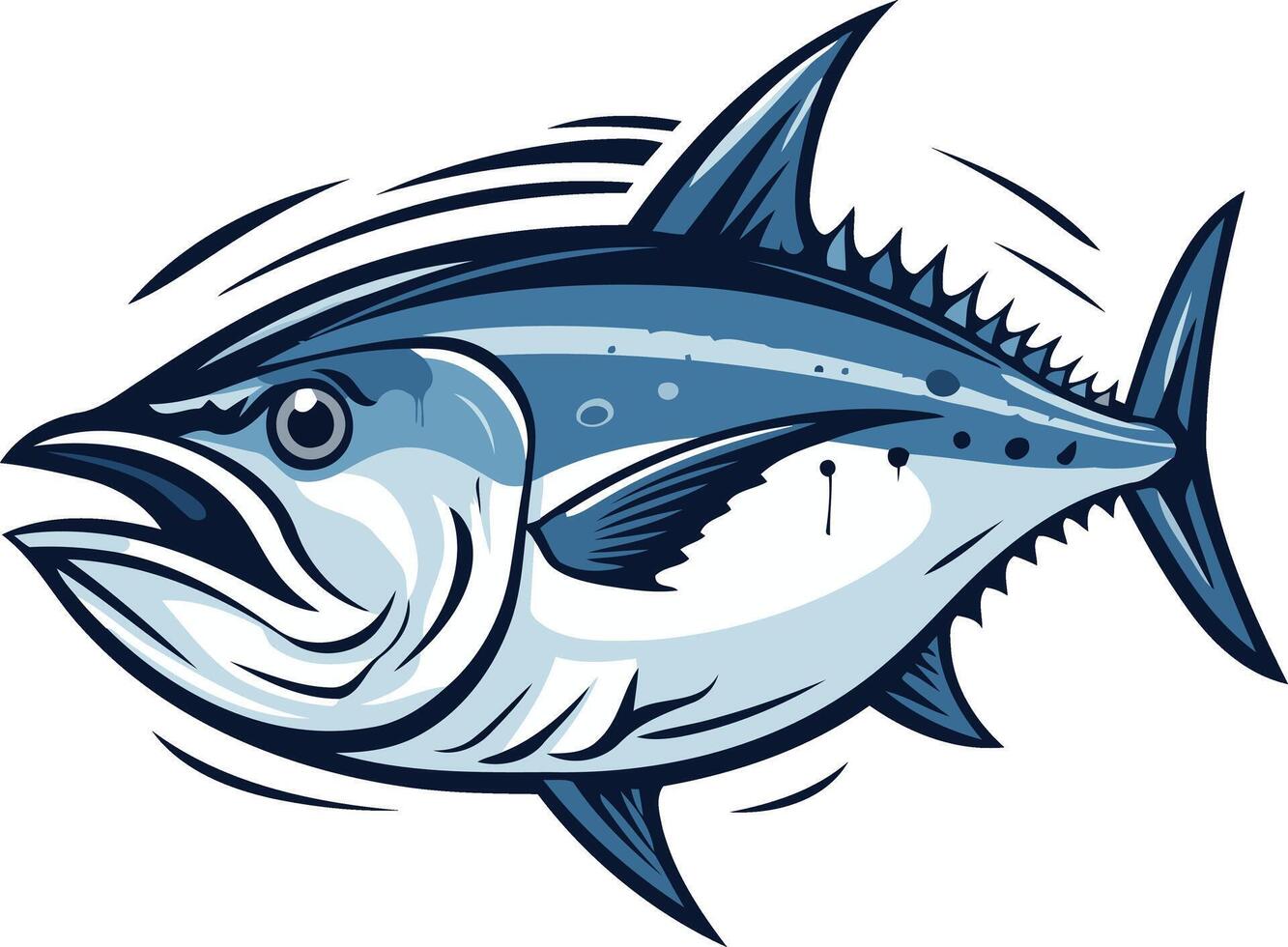 A bold and powerful illustration of a tuna, perfect for branding, fishing apparel, or any design that needs a touch of the ocean vector