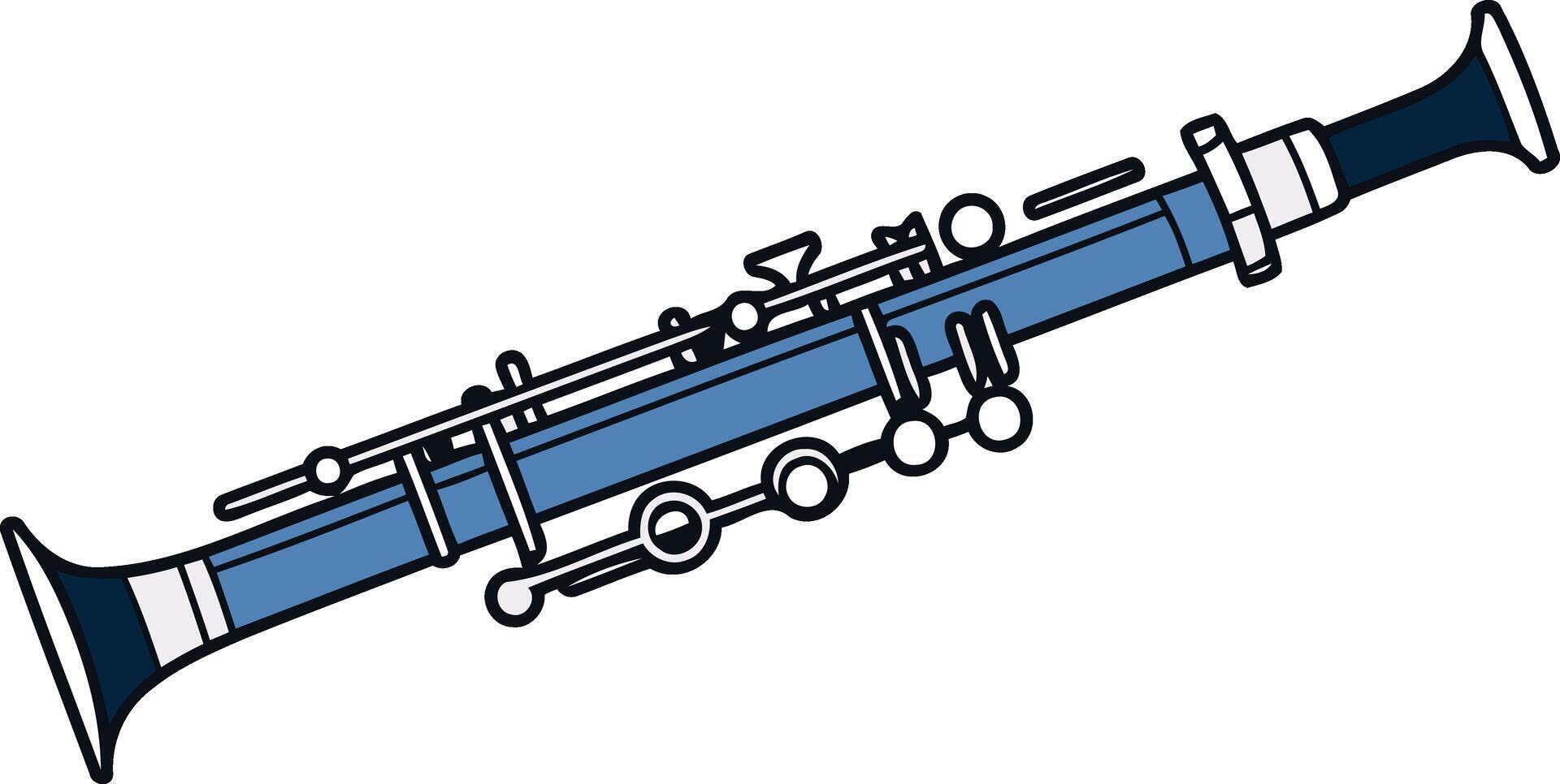 A simple, clean illustration of a blue clarinet, perfect for music education materials, website designs, and social media posts vector