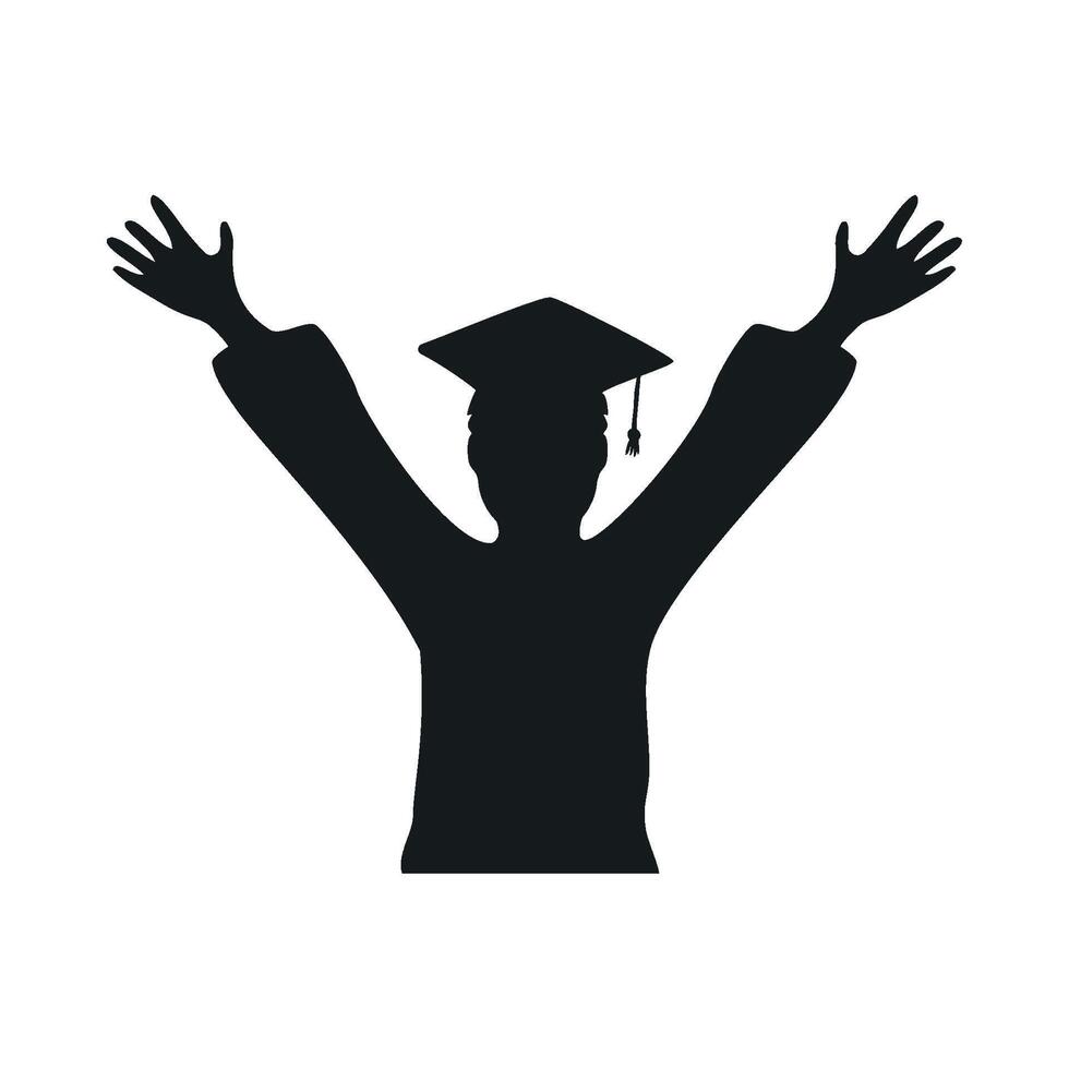 A silhouette of a person with arms up in the air vector