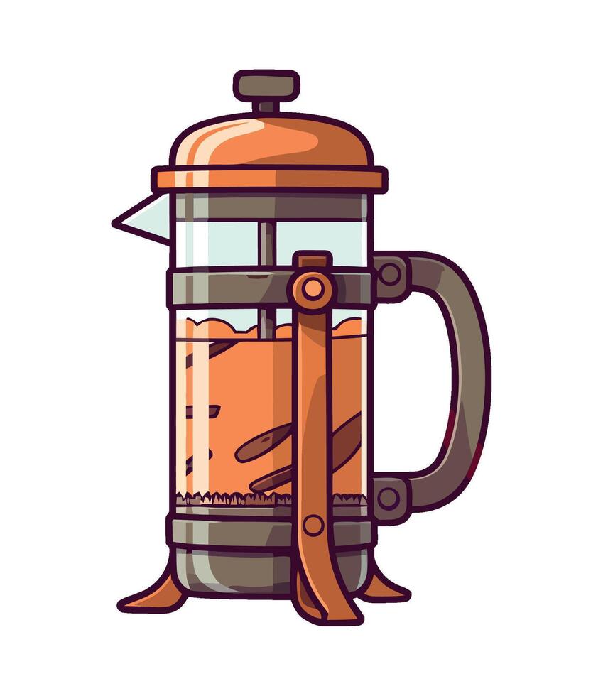 French press coffee maker illustration vector