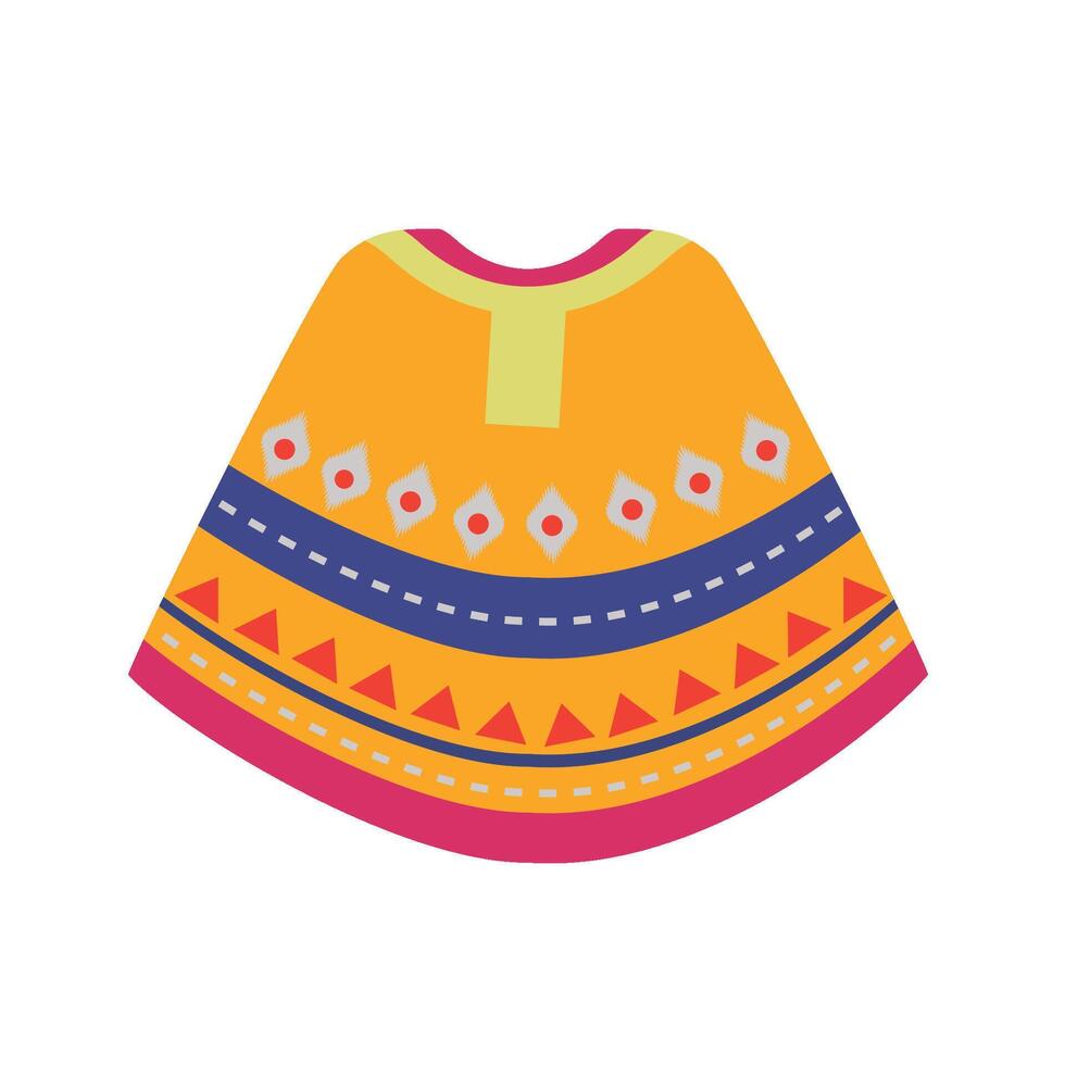 A colorful poncho with a geometric pattern vector