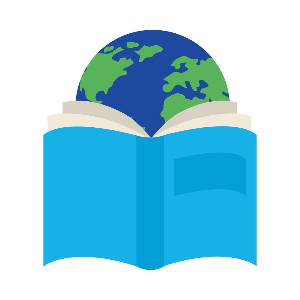 World map in open book illustration vector
