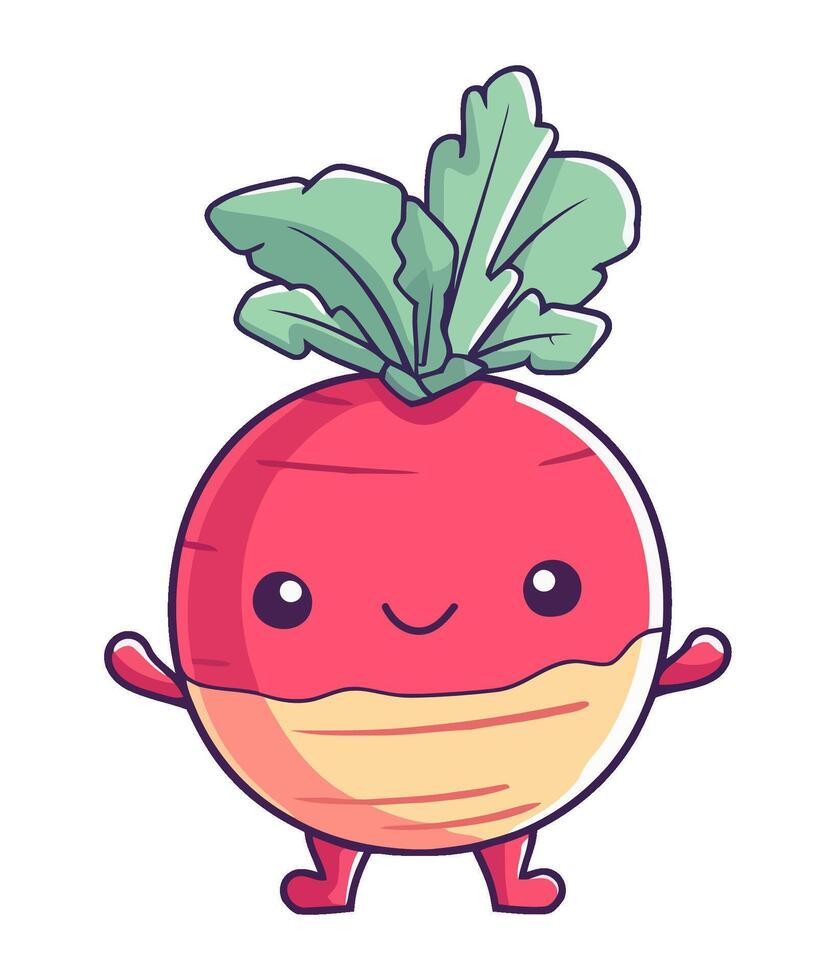 A cartoon radish with eyes and arms vector