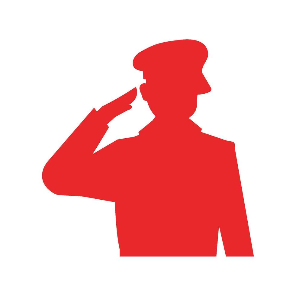 A silhouette of a man saluting his hat vector