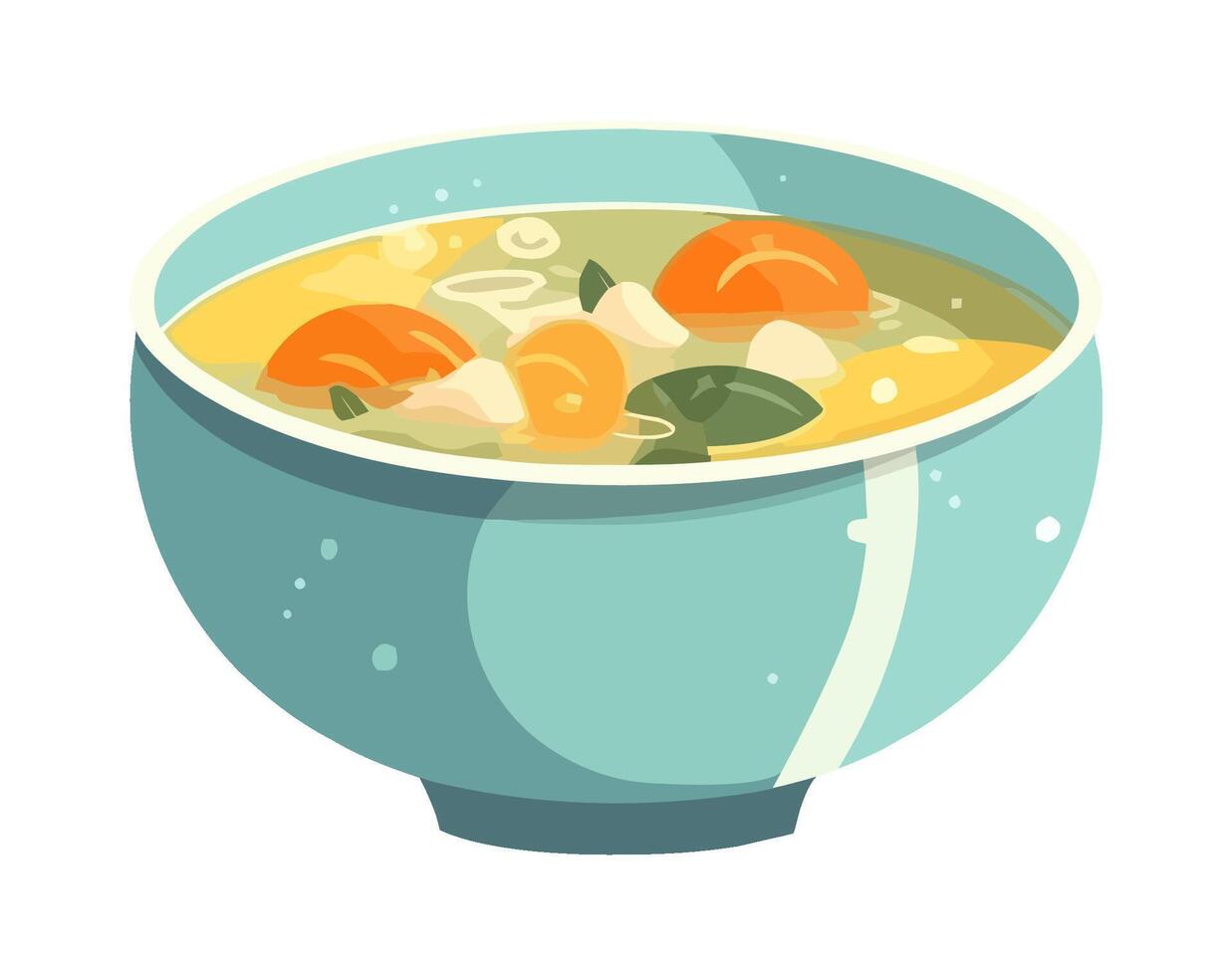A bowl of soup with carrots and noodles vector