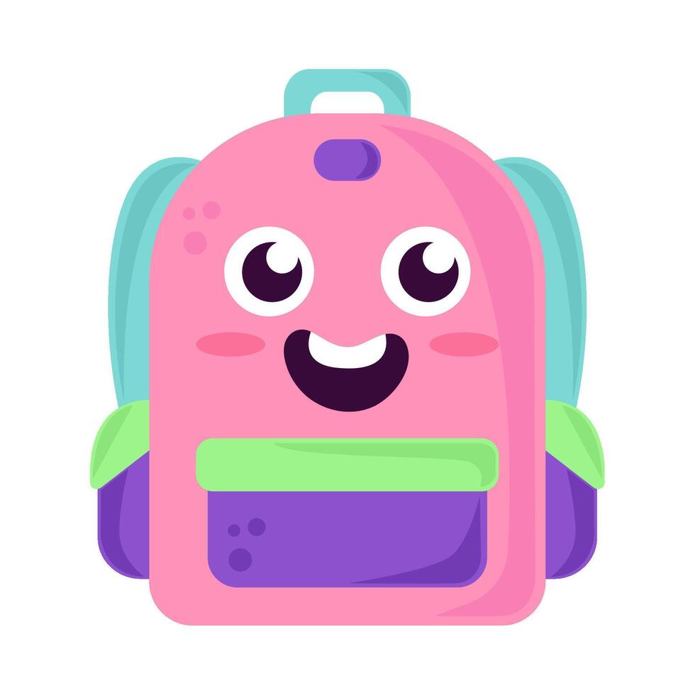 A pink backpack with a smiley face vector
