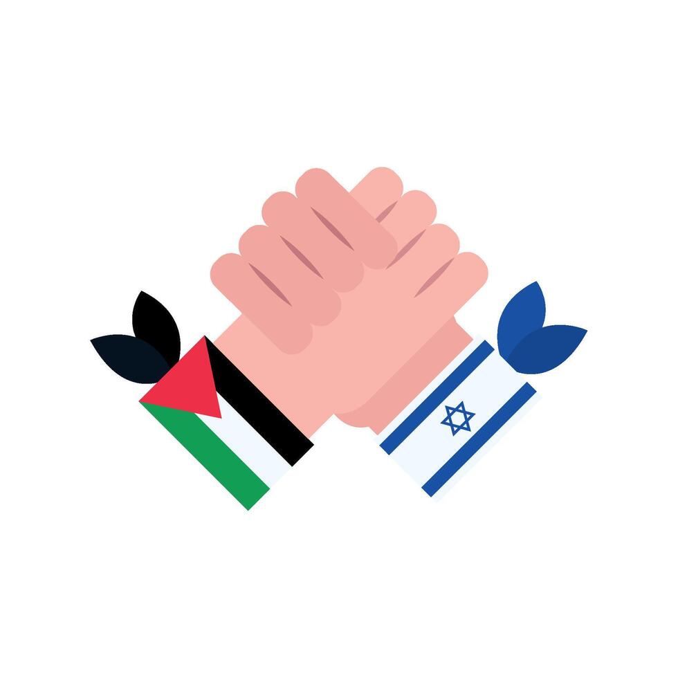 Israeli and palestinian hands shaking hands vector