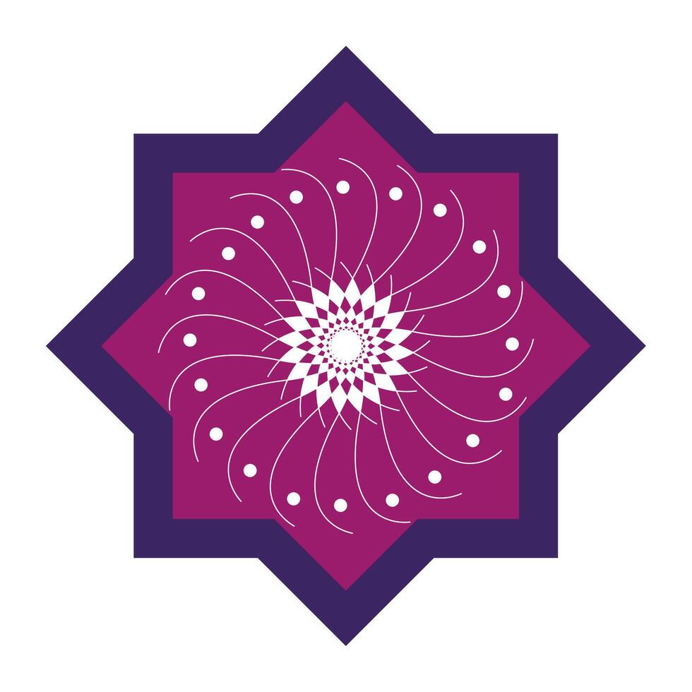 A purple star with a flower in the center vector