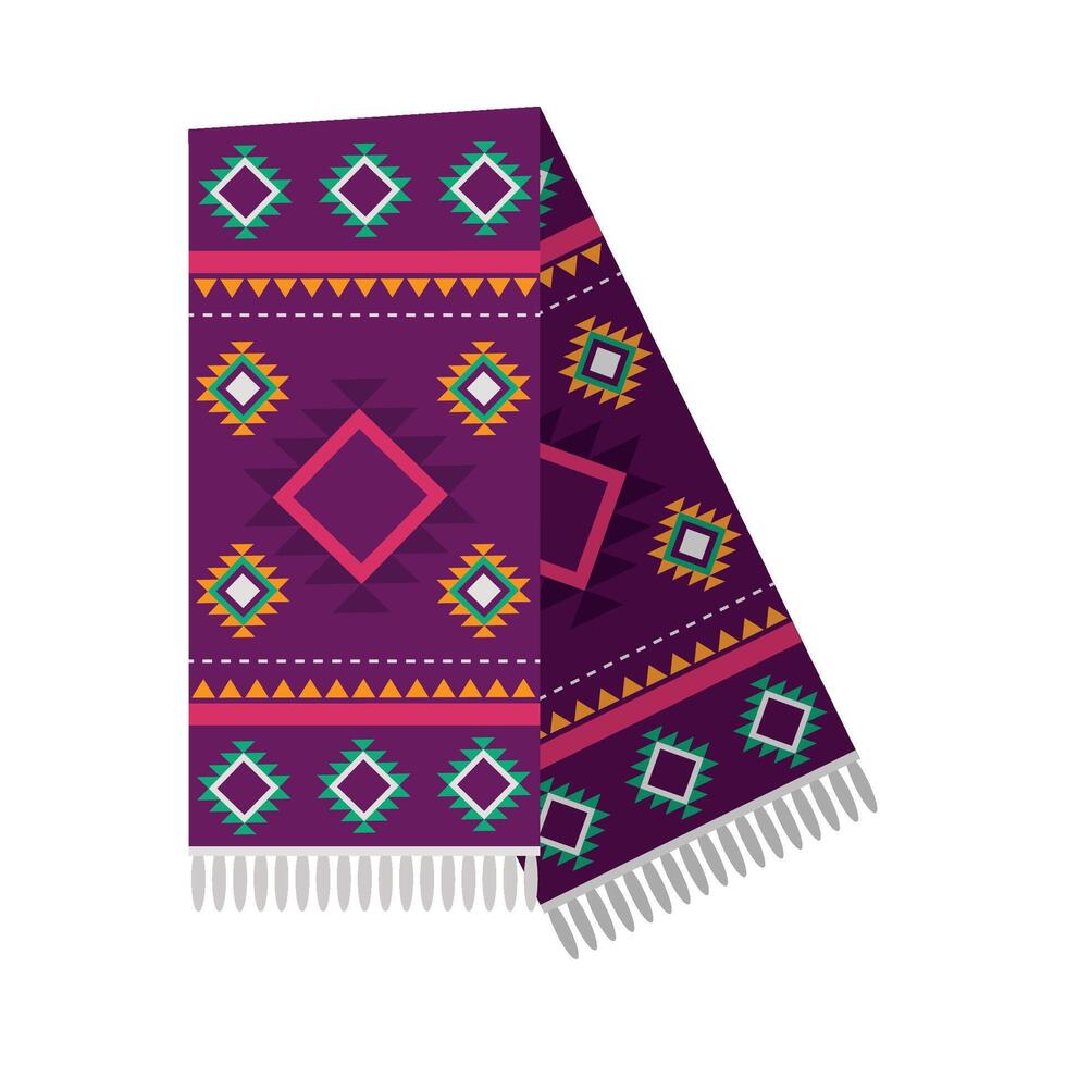 A purple scarf with geometric designs vector