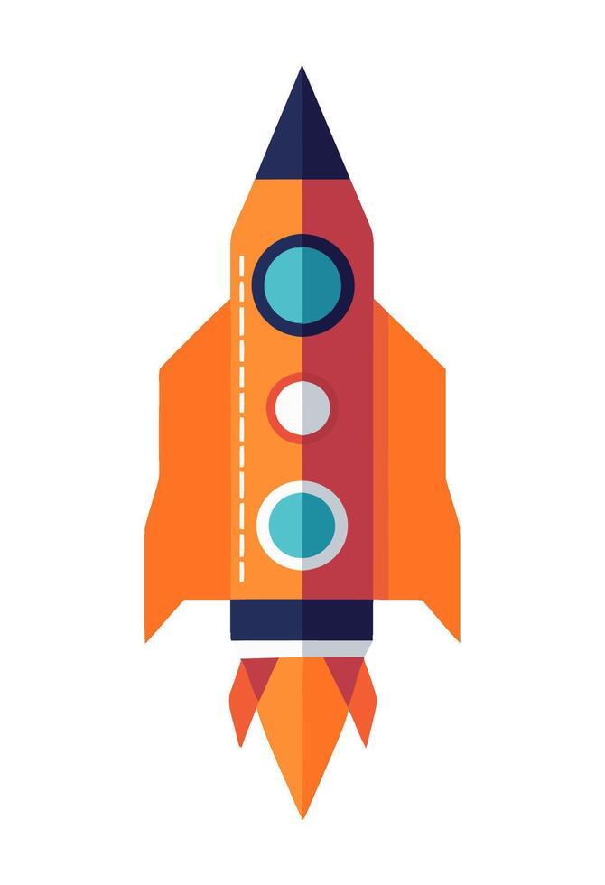 An orange rocket with a blue dot on it vector