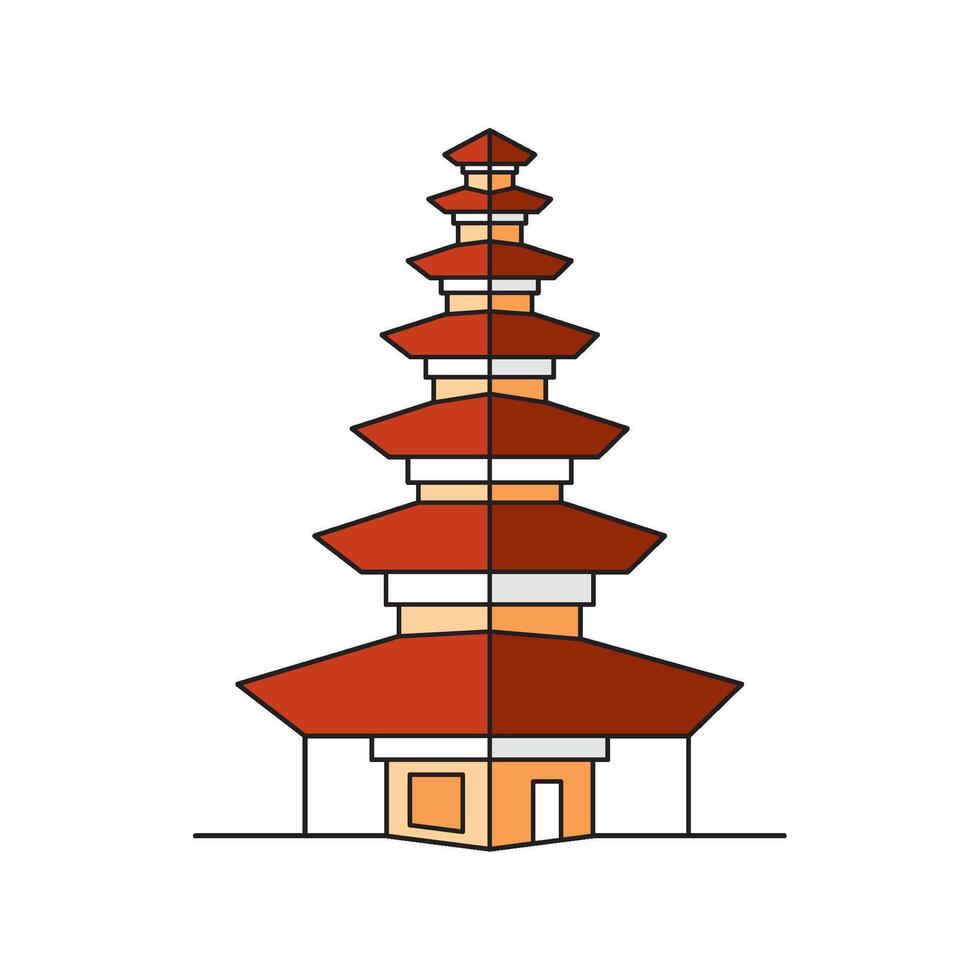 A pagoda is shown in a cartoon style vector