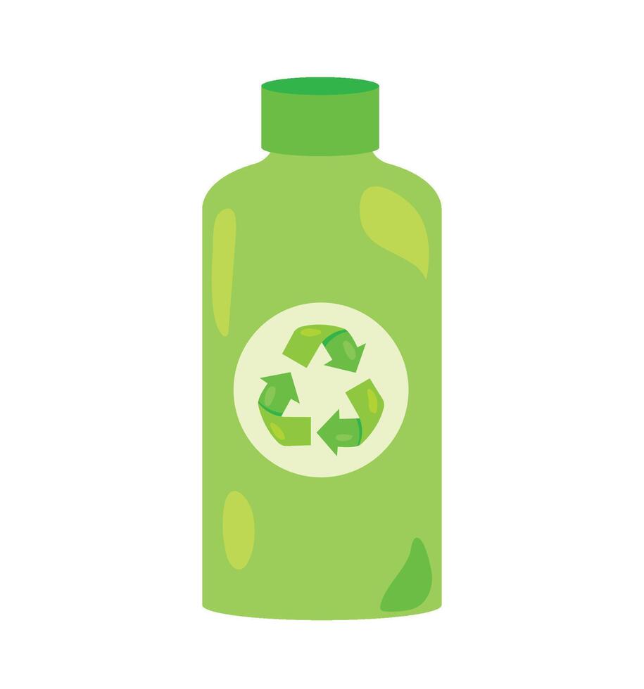 A bottle with a recycling symbol on it vector