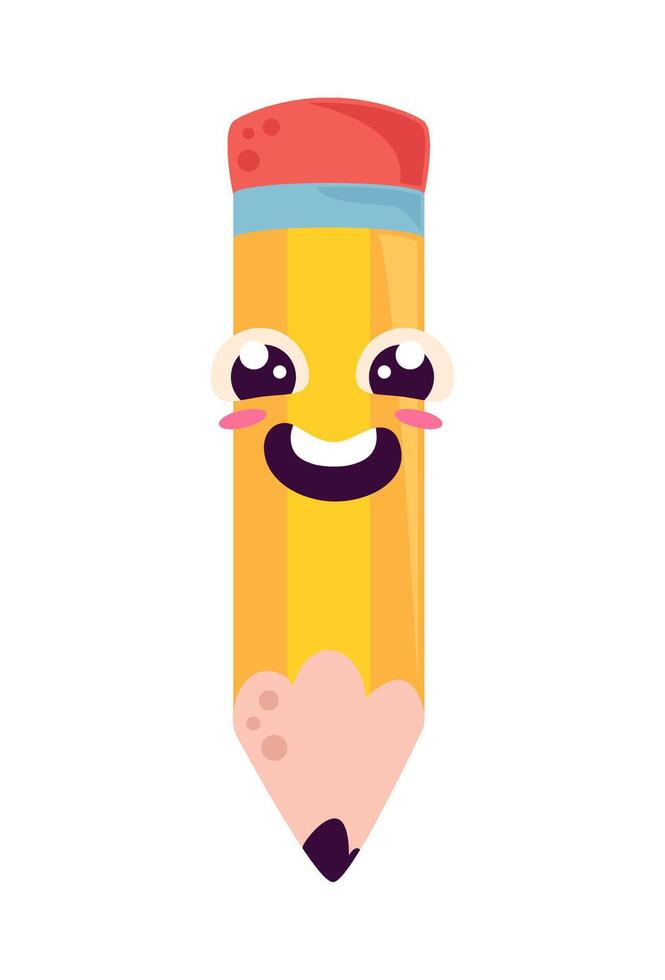 A cartoon pencil with a smiley face vector