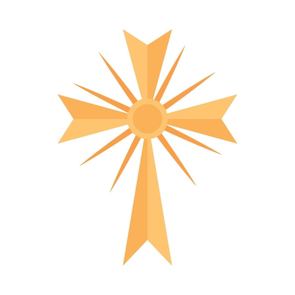 A cross with a sun on top vector
