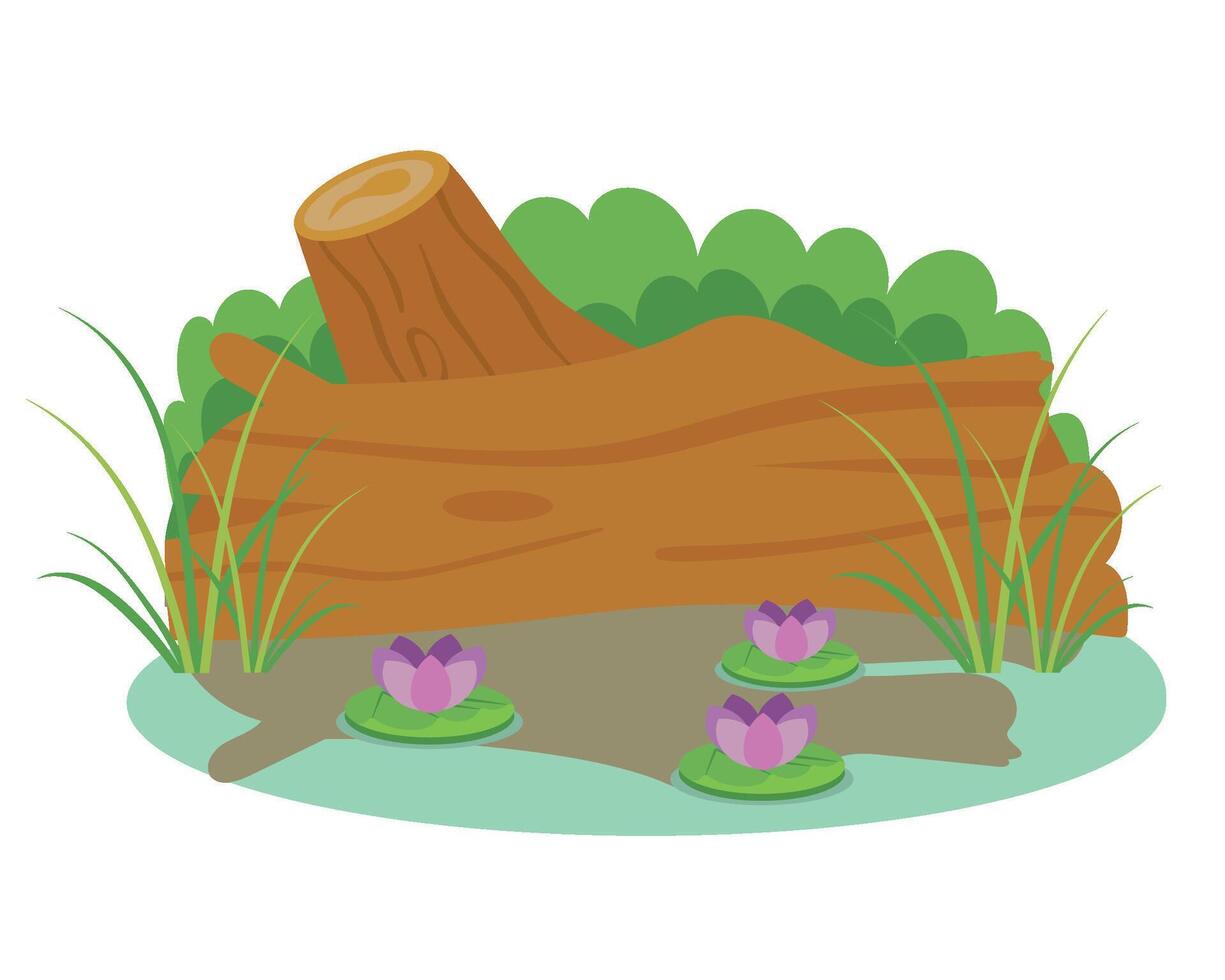 A cartoon illustration of a pond with water lilies vector
