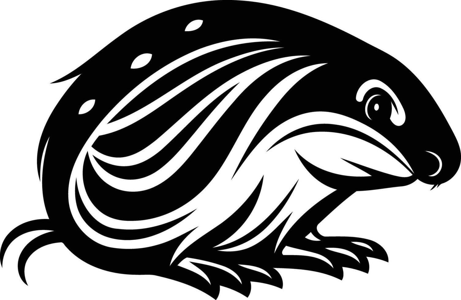 Stylized black and white illustration of a cute gopher vector