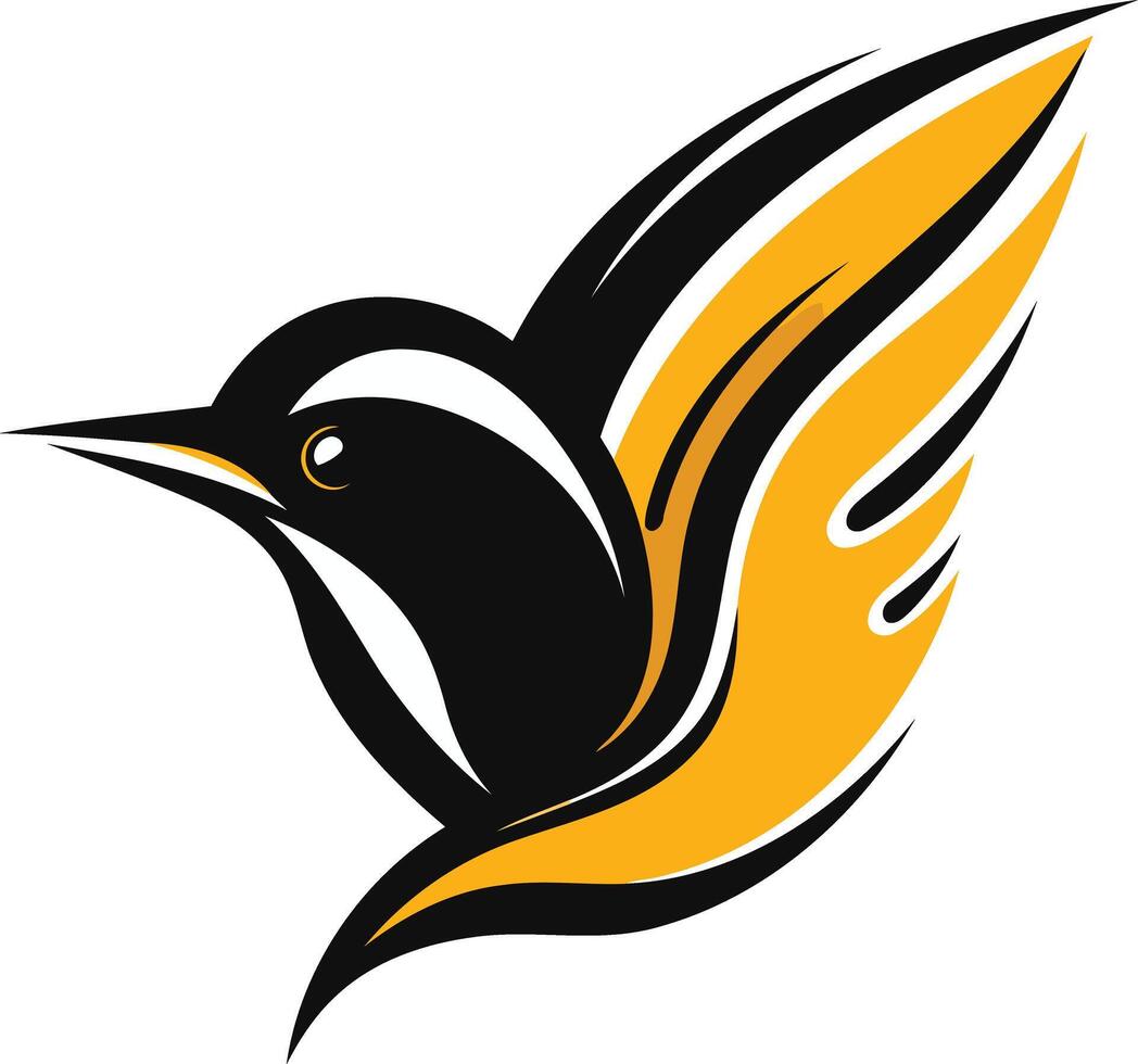 Stylized bird logo with black and yellow color scheme vector