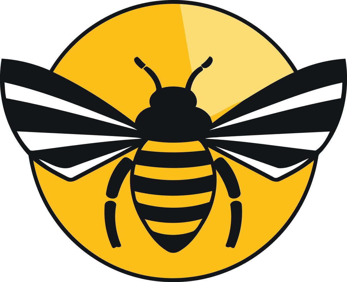 A simple yet striking bee logo design, featuring a stylized bee silhouette within a yellow circle vector