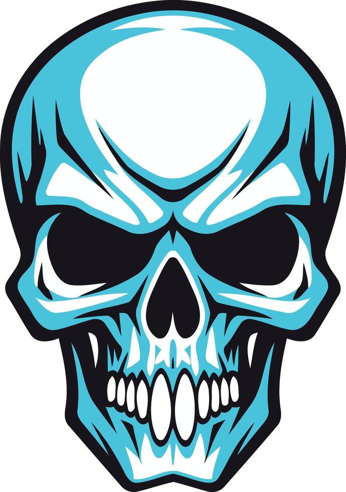 A cool and edgy illustration of a blue skull with sharp teeth, perfect for tattoos, t shirts, or branding vector