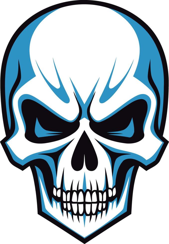 A fierce and detailed skull illustration with a blue outline, perfect for branding, design projects, or merchandise vector