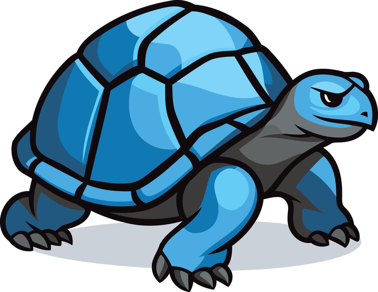 A cartoon illustration of a blue turtle with a determined expression, perfect for branding, mascots, and children's media vector