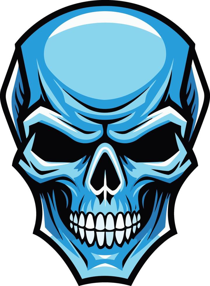 A fierce blue skull with sharp details, perfect for edgy designs, logos, and merchandise vector