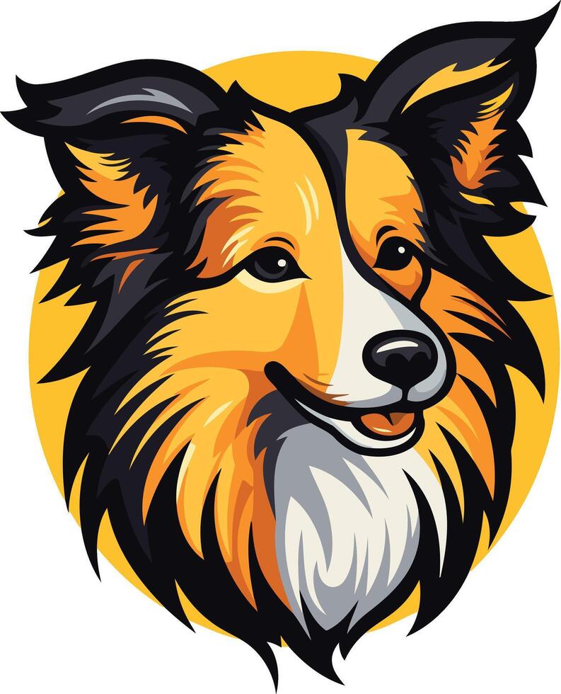Cute and friendly cartoon shetland sheepdog portrait vector
