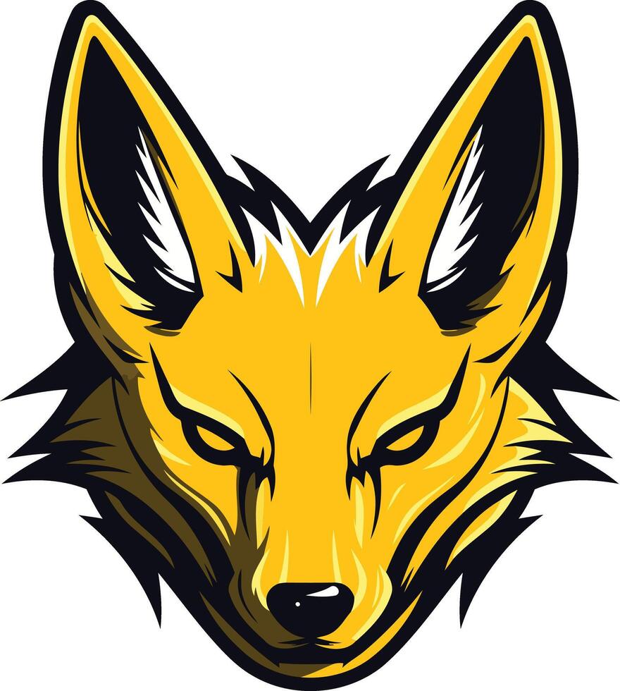 Bold and fierce, this golden fox head logo is perfect for a sports team, gaming clan, or any brand looking for a powerful mascot vector