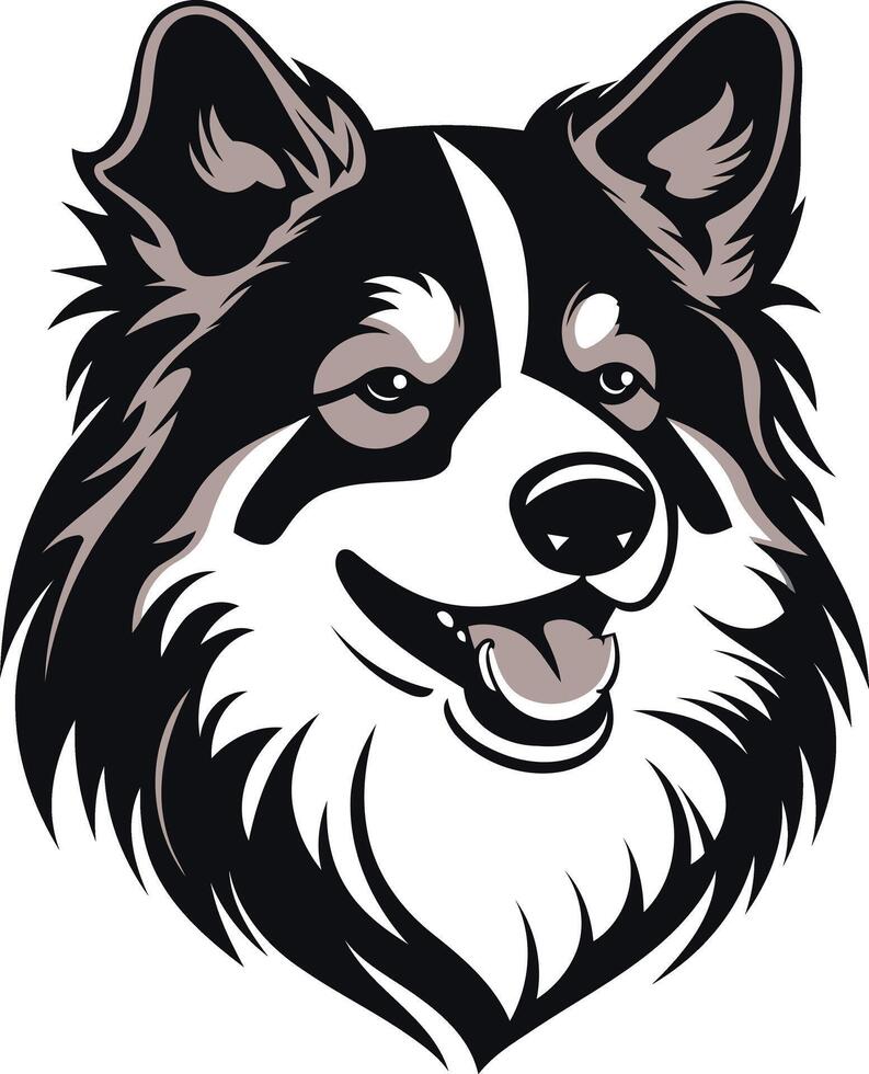 Smiling Black and White Dog Portrait vector
