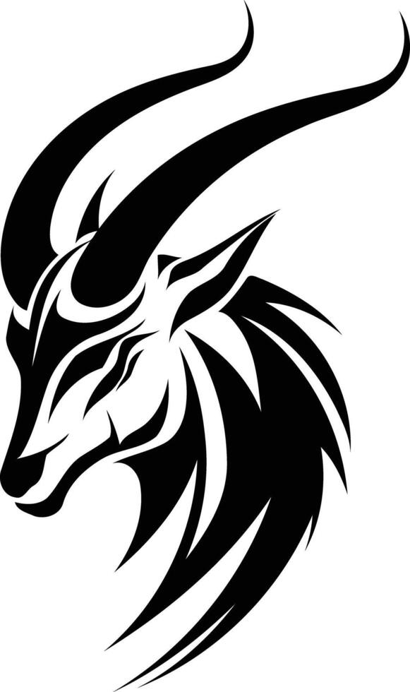 A bold, tribal-style goat head illustration vector