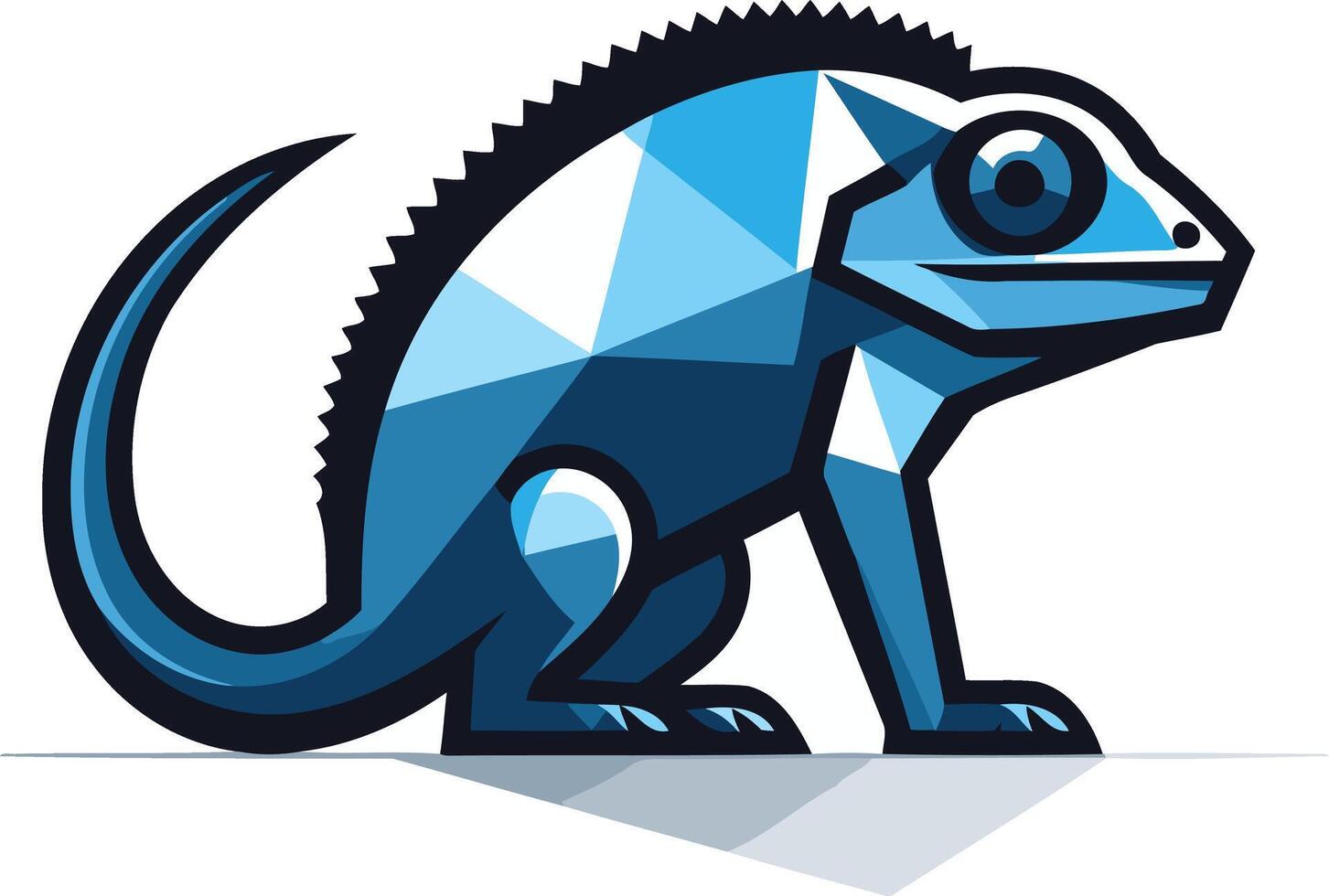 Blue Iguana in Geometric Style vector