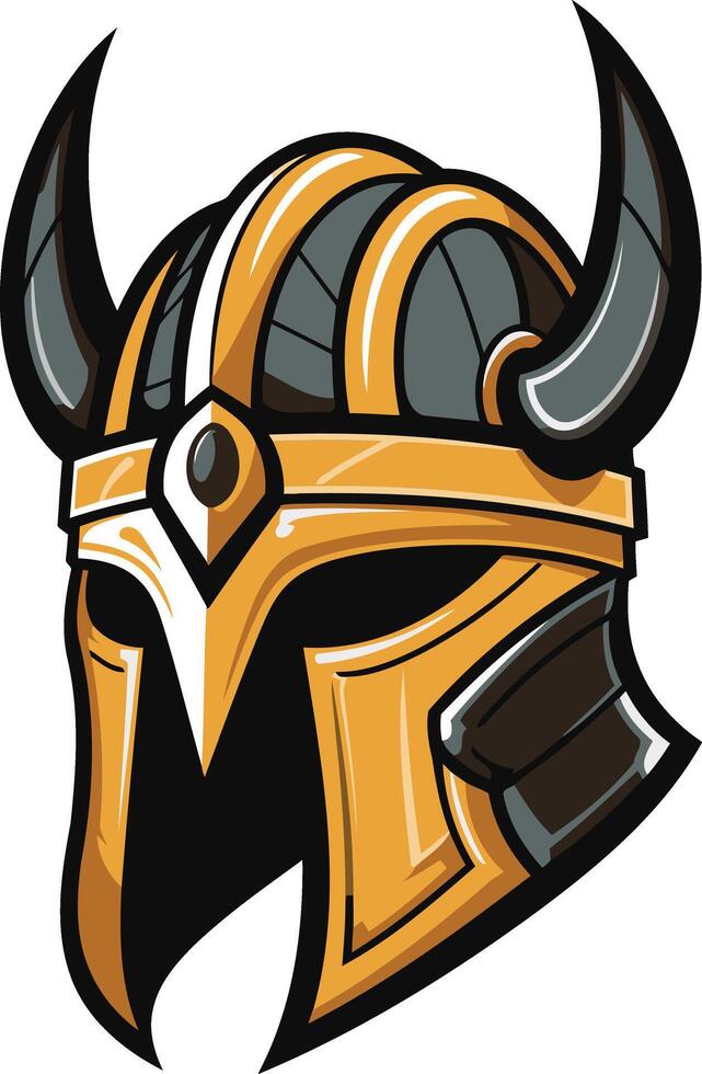 Golden Viking Helmet with Horns vector
