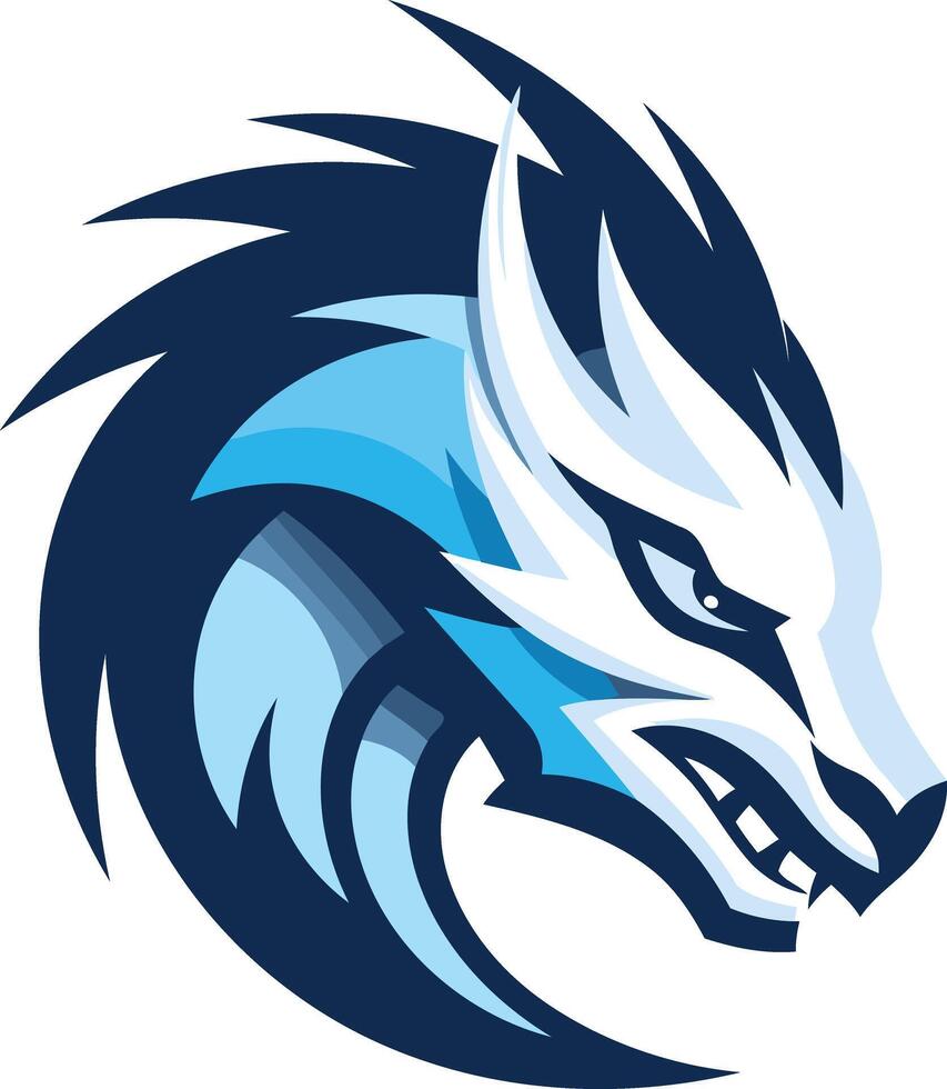 Aggressive Blue and White Wolf Mascot vector