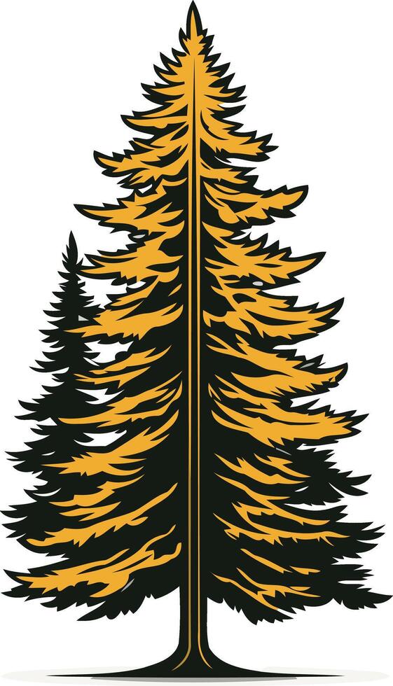 Tall Evergreen Tree with Golden Branches vector