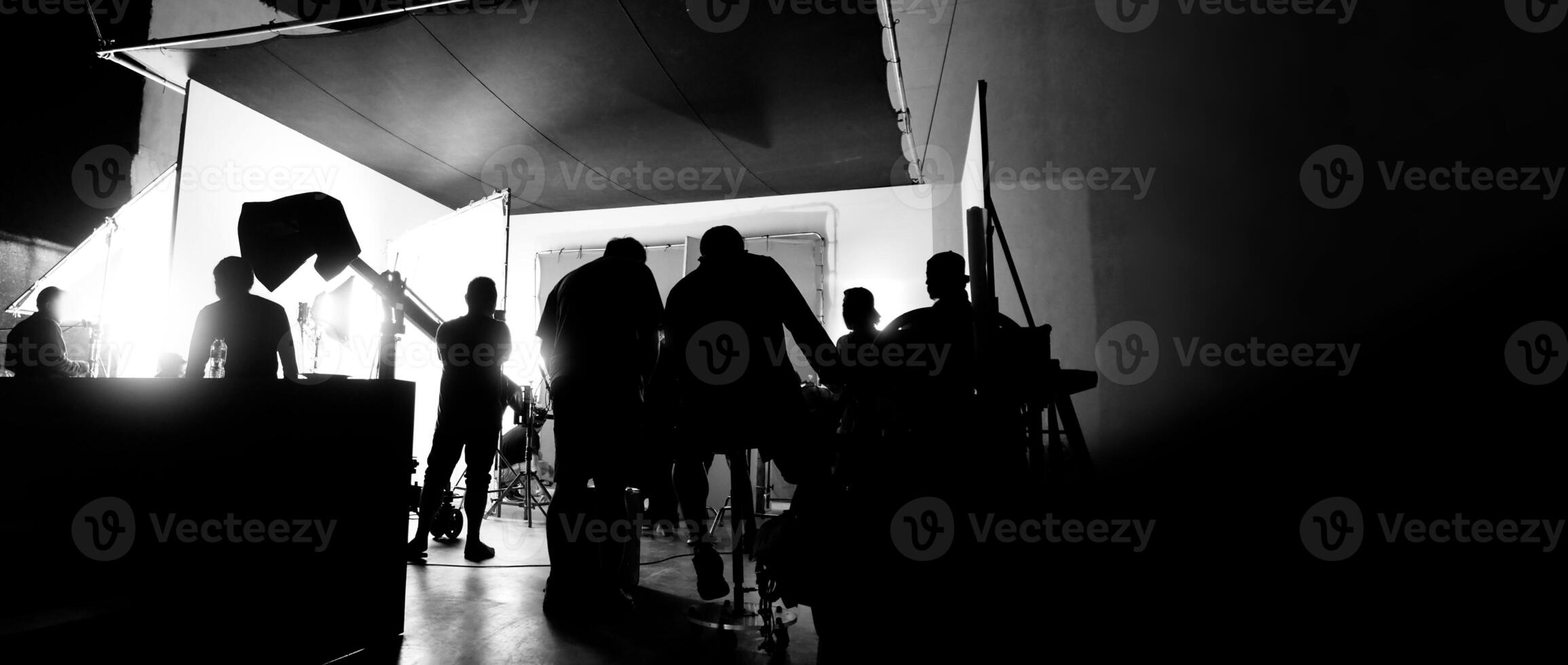 Silhouette images of making of or behind the scenes of film production photo