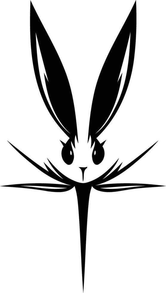 A unique and stylized black and white rabbit logo design vector