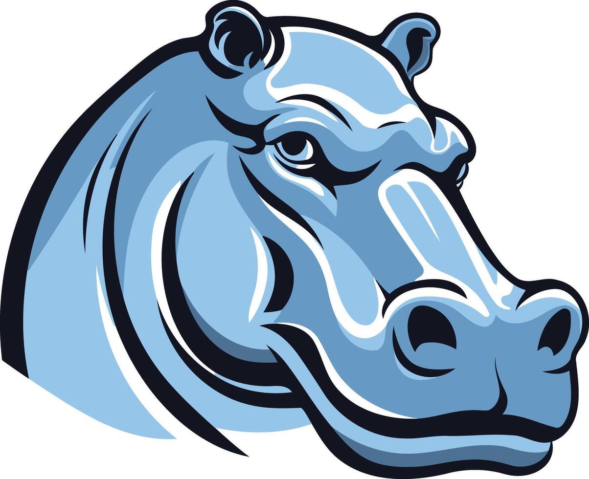 A powerful and stylized illustration of a hippopotamus head, perfect for logos, mascots, and branding vector