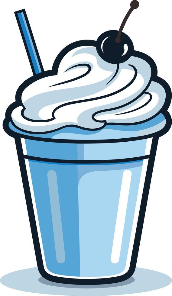 A cheerful cartoon illustration of a milkshake with whipped cream and a cherry on top vector