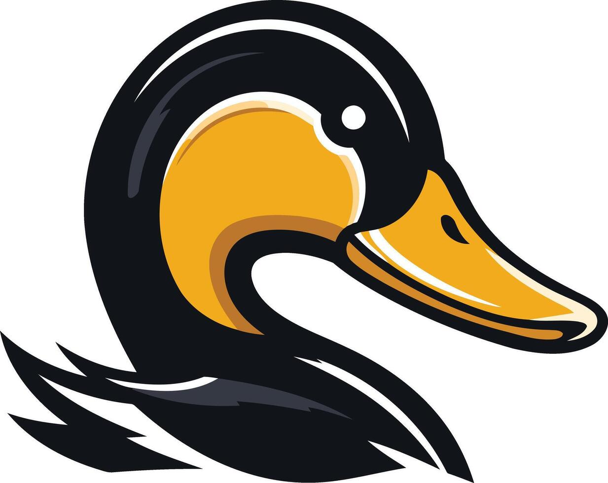 A bold and stylized duck head logo, perfect for sports teams, businesses, and brands seeking a unique and memorable image vector