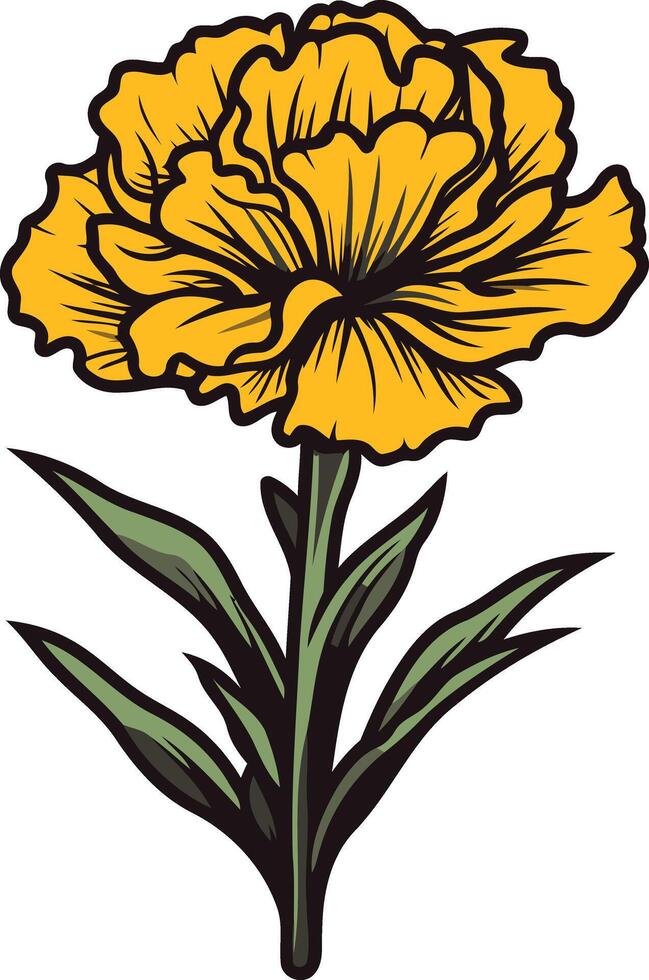 A simple yet elegant illustration of a yellow carnation flower, perfect for adding a touch of nature to your design projects vector
